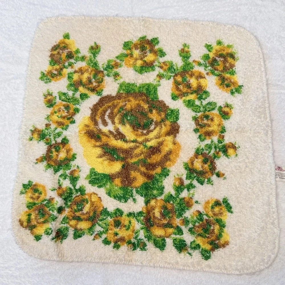 Vintage Floral Washcloth Lot 3 Rose Bath Linens Cottagecore Granny Chic Set‎ USA